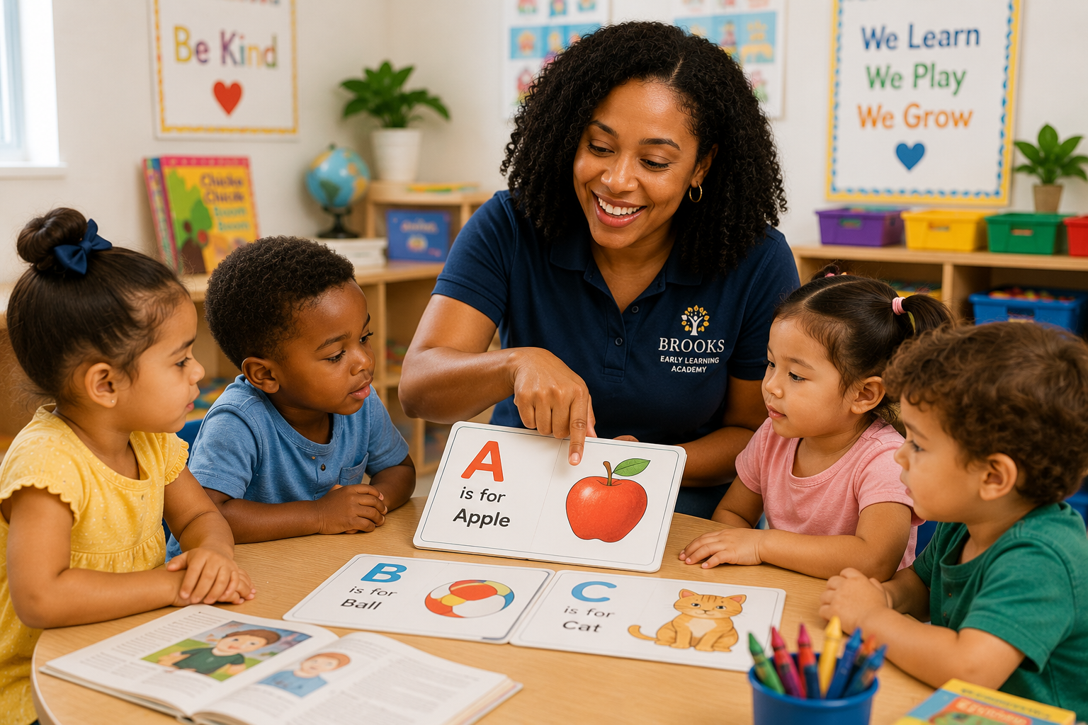 Preschool children participating in a teacher-led literacy activity