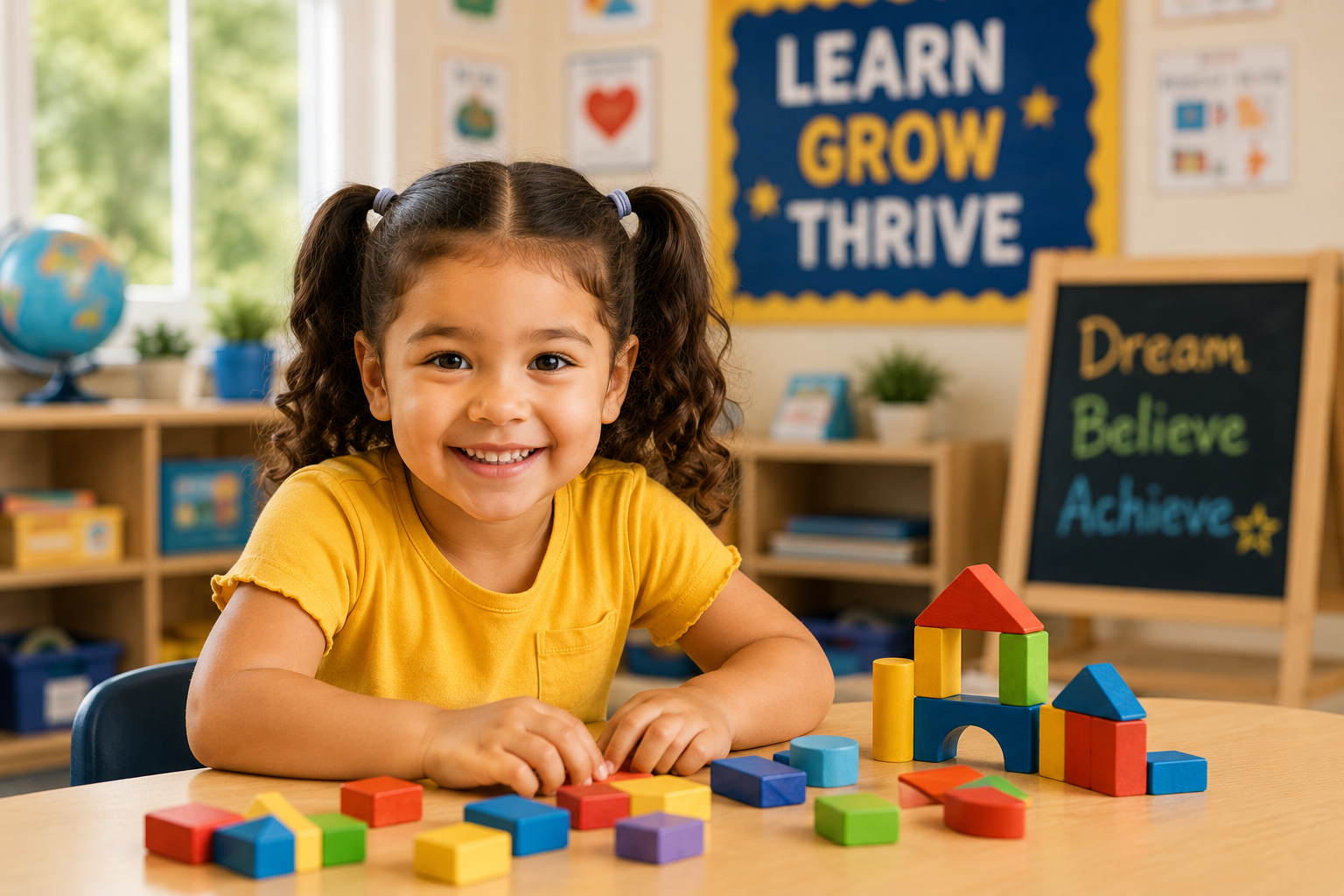 Young child enjoying an early learning classroom activity