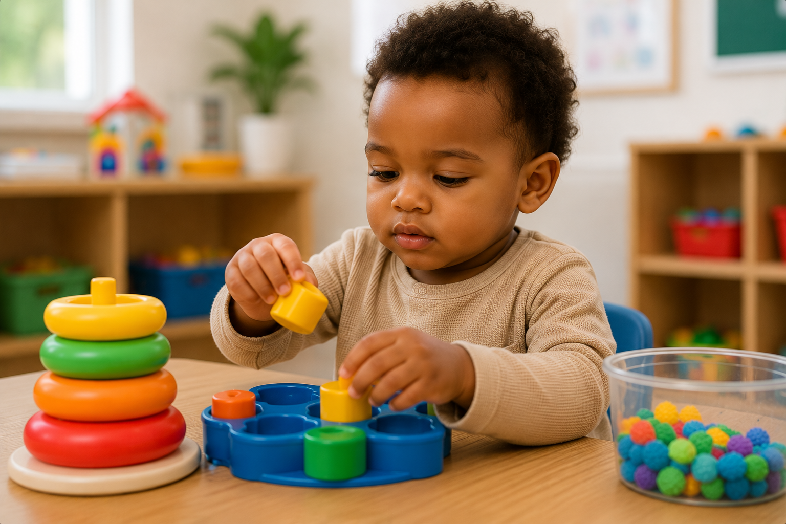 Toddler participating in a supervised learning activity